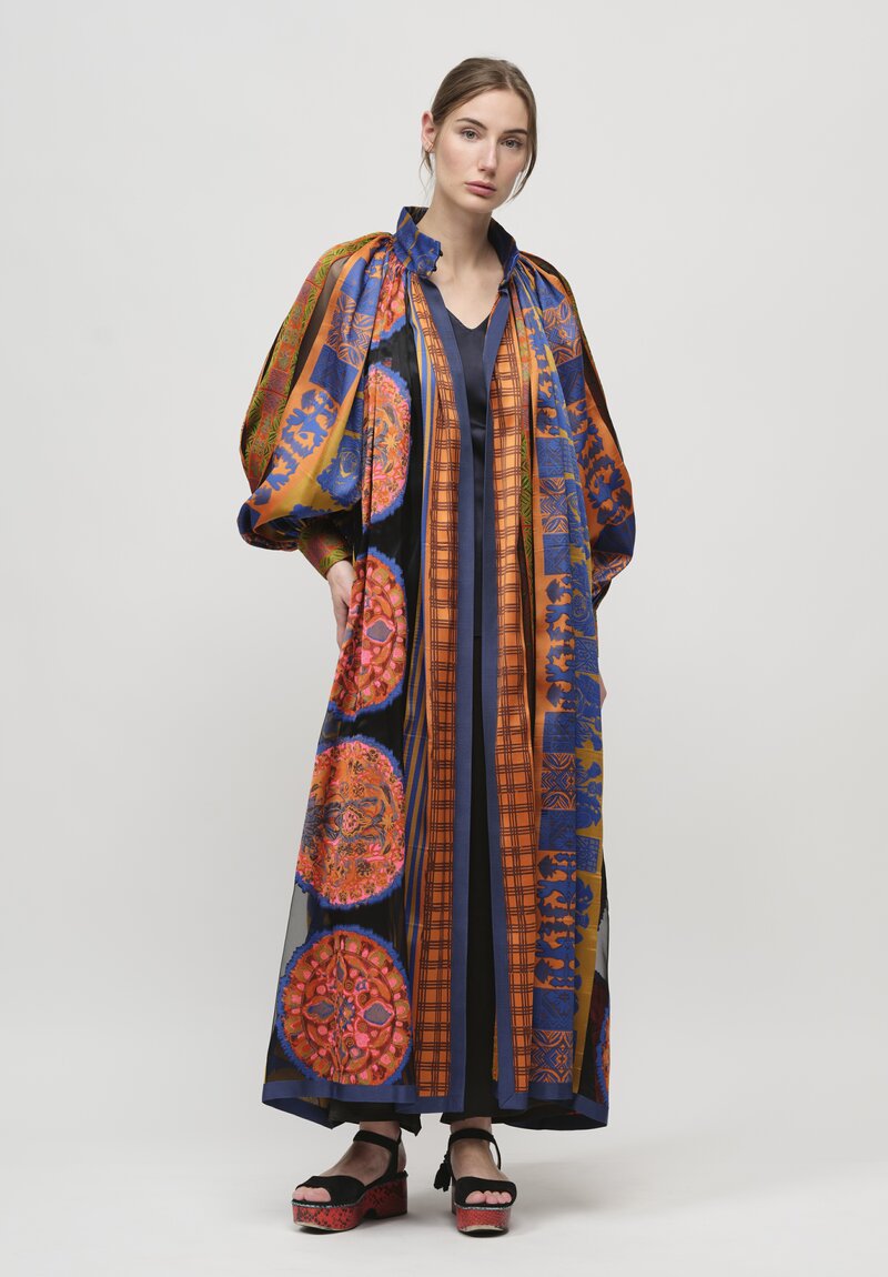 Rianna + Nina Kipos Dyo Theodora Evening Coat in Cobalt Blue and Gold	