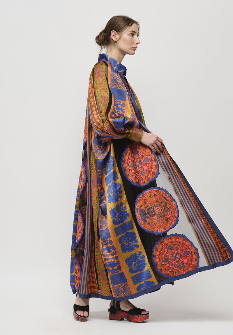 Rianna + Nina Kipos Dyo Theodora Evening Coat in Cobalt Blue and Gold	