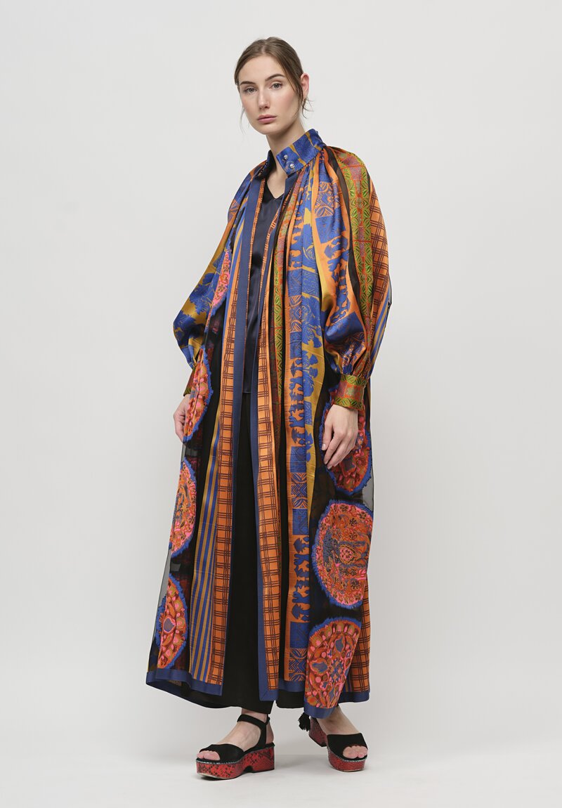 Rianna + Nina Kipos Dyo Theodora Evening Coat in Cobalt Blue and Gold	