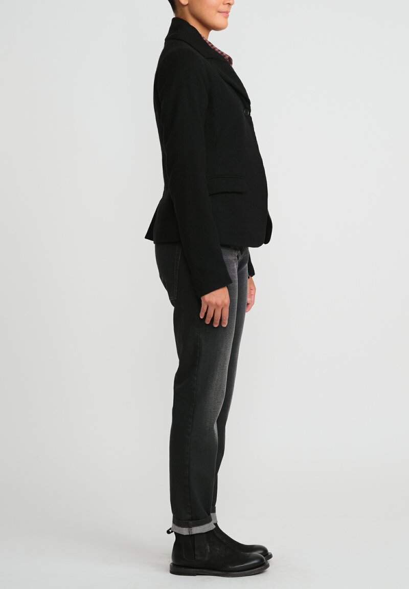 Rundholz Wool and Linen Zipper Jacket in Black