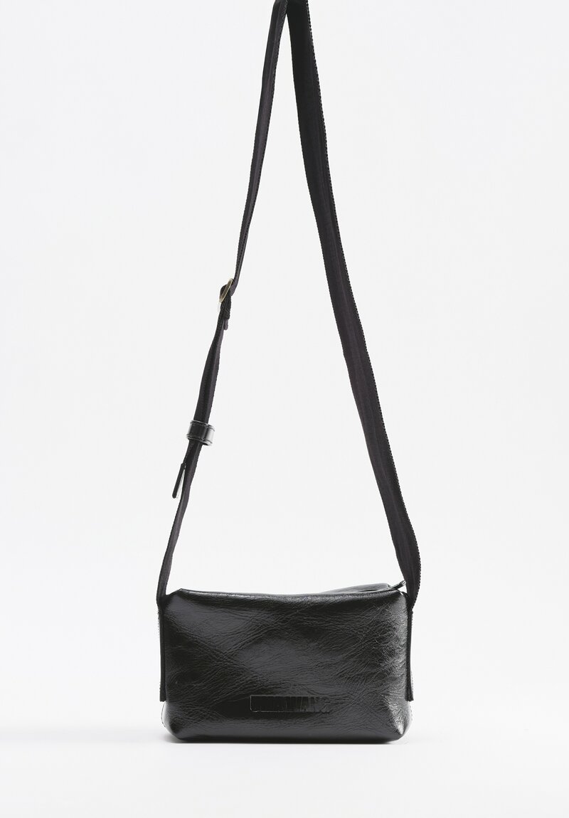 Uma Wang Small Leather Shoulder Bag with Camera Strap in Black	