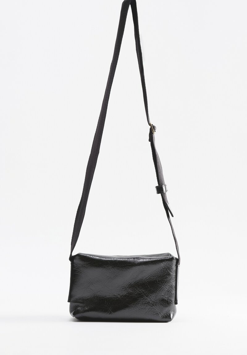 Uma Wang Small Leather Shoulder Bag with Camera Strap in Black	