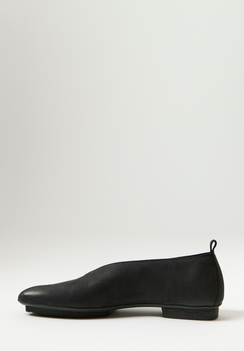 Uma Wang Leather Stone Ballet Shoes in Black