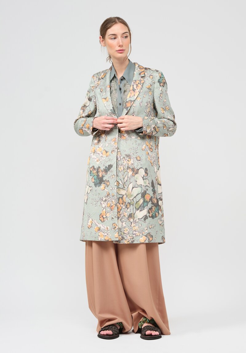 Dries Van Noten Ramblas Short Coat in Floral Green