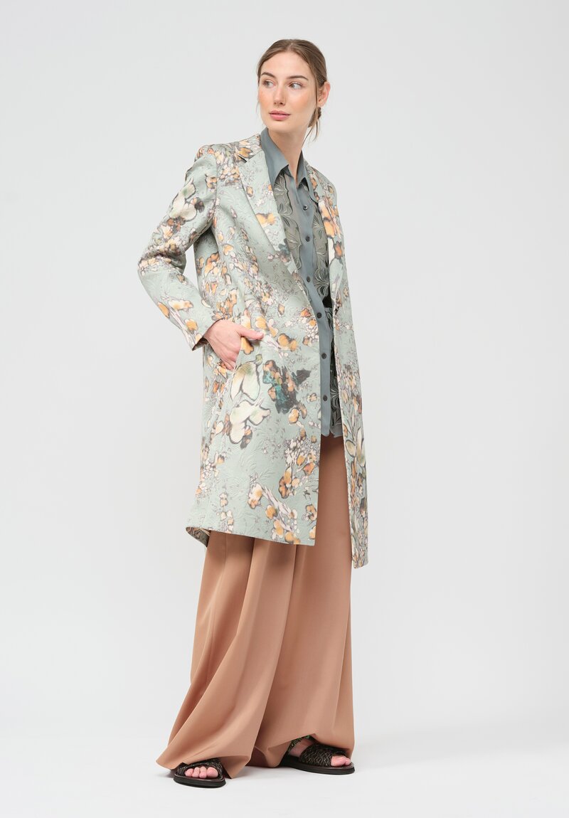 Dries Van Noten Ramblas Short Coat in Floral Green