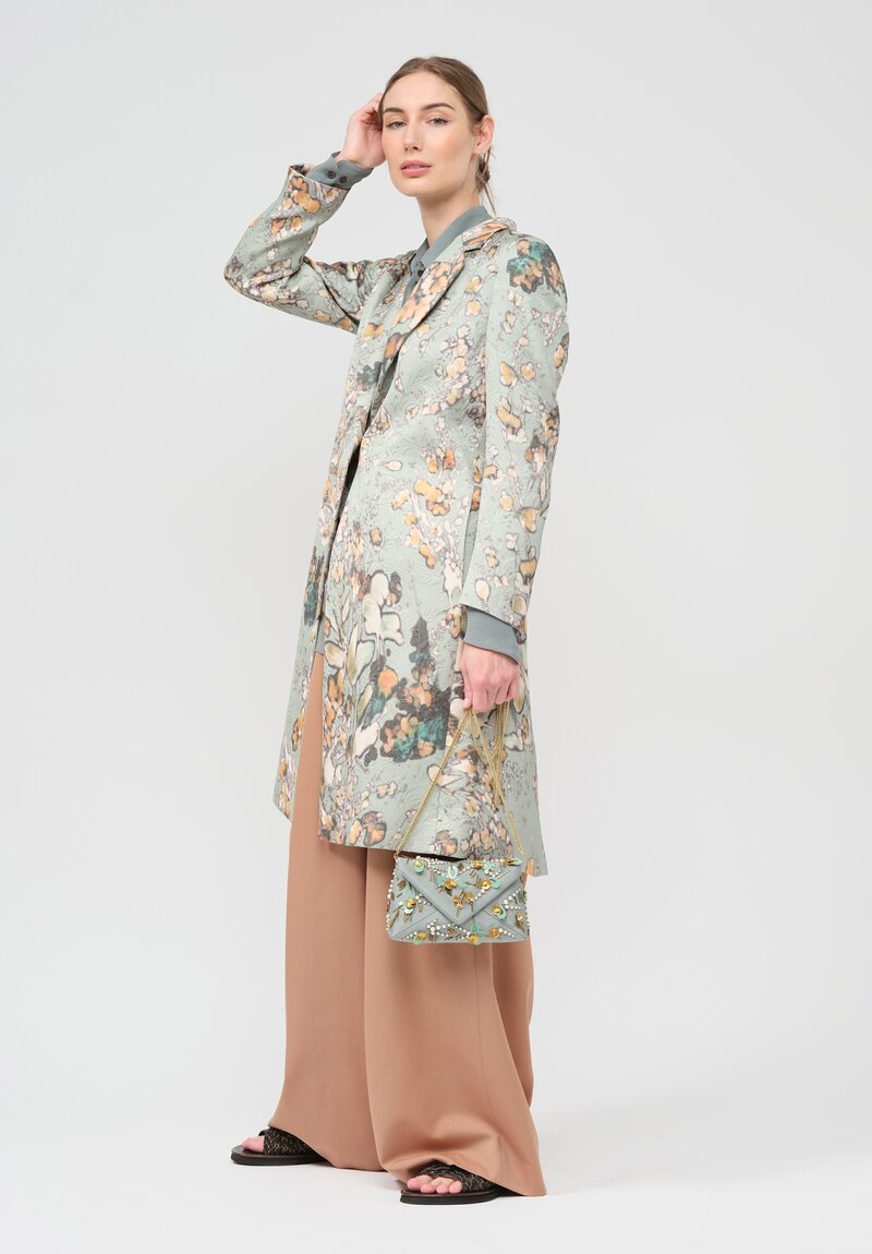 Dries Van Noten Ramblas Short Coat in Floral Green