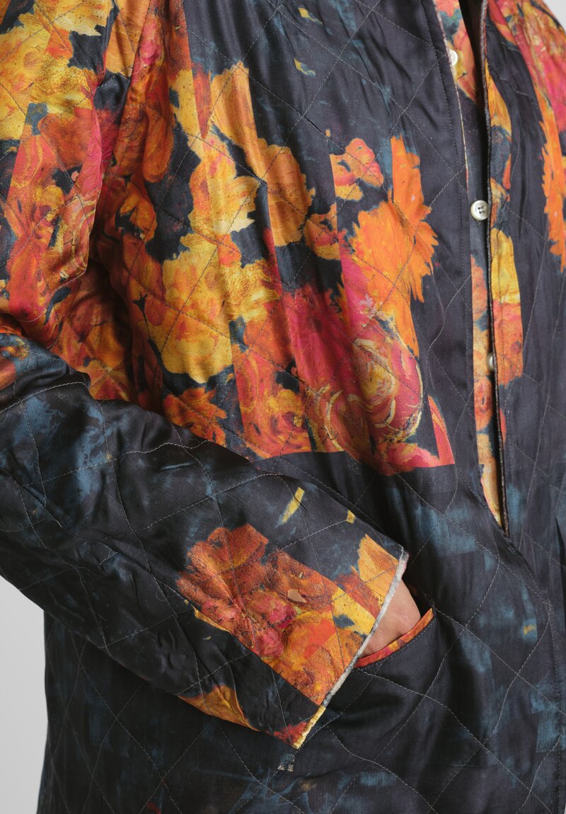 Bokja Silk Assemblage Blast Blazer Jacket in Grey, Blue & Orange