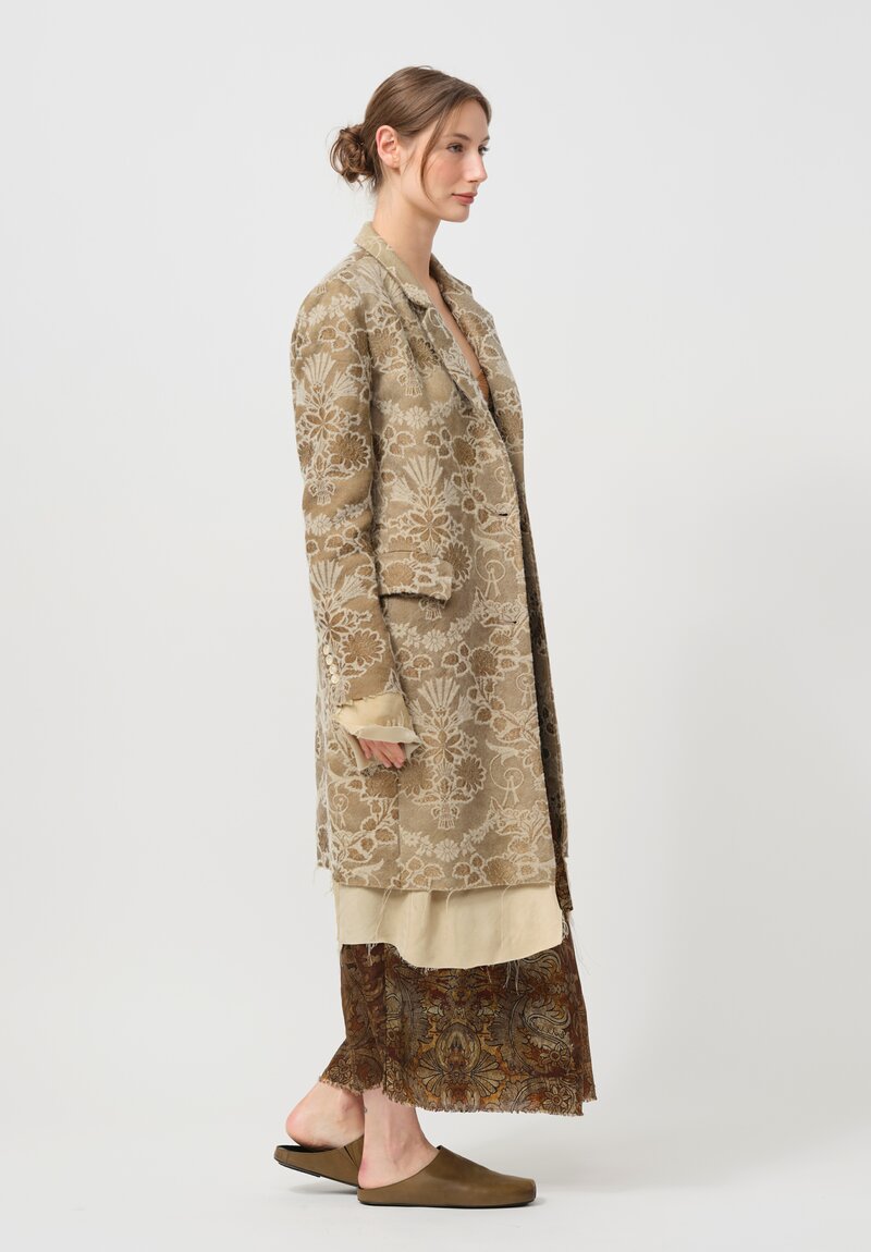 Uma Wang Brocade Kiwi Jacket in Gold & Ivory White	