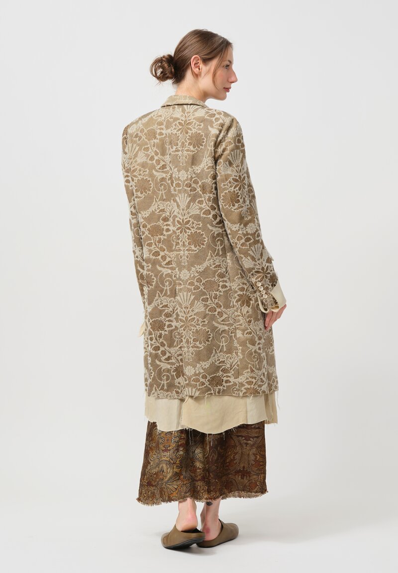 Uma Wang Brocade Kiwi Jacket in Gold & Ivory White	