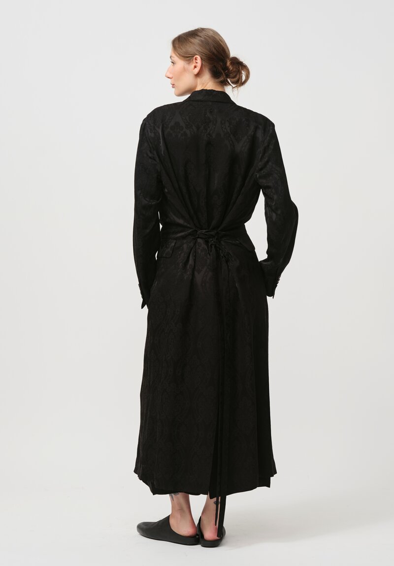 Uma Wang Double Breasted Jacquard Callie Coat in Black	