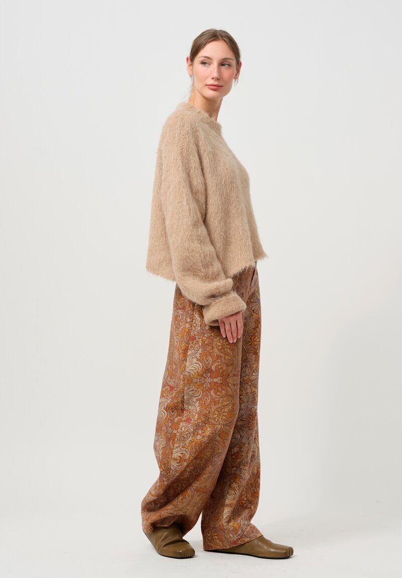 Uma Wang Alpaca and Wool Round Neck Sweater in Tan	