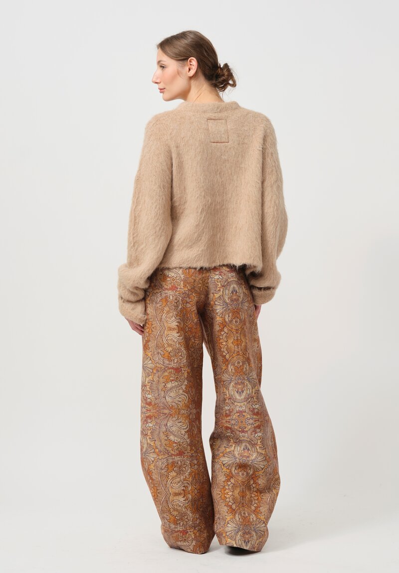 Uma Wang Alpaca and Wool Round Neck Sweater in Tan	