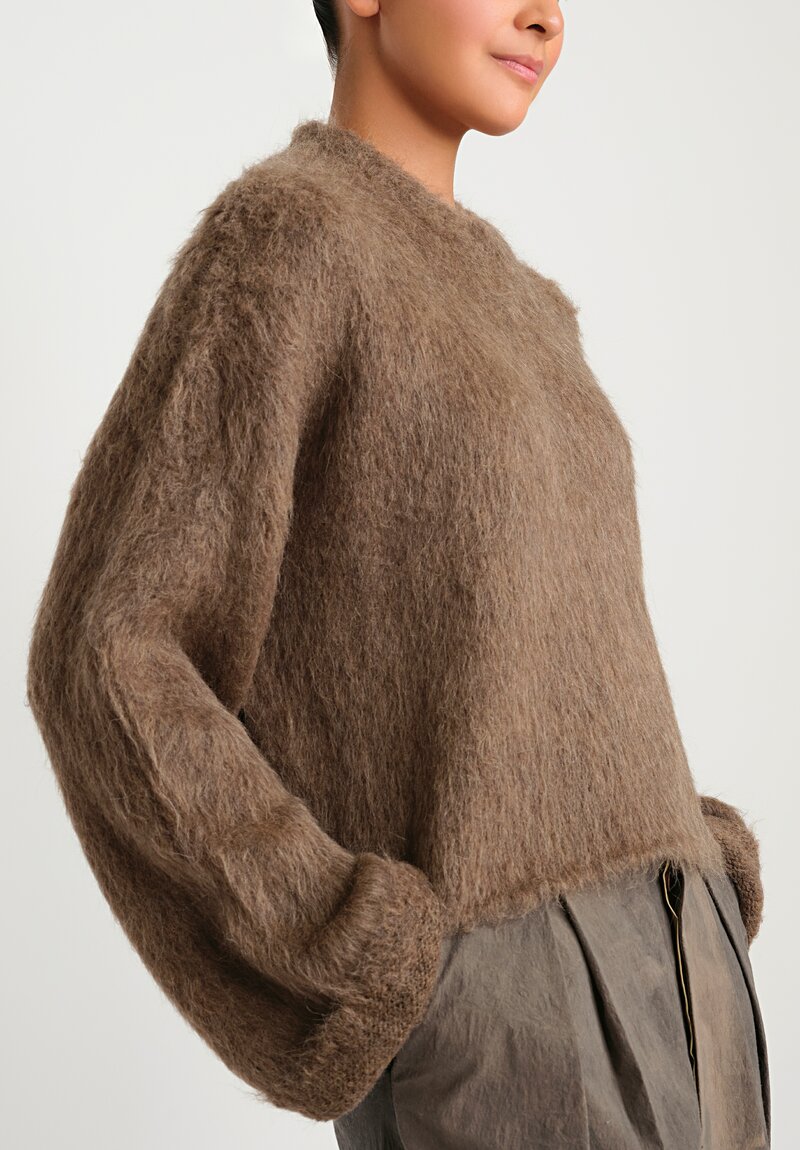 Uma Wang Alpaca and Wool Round Neck Sweater in Brown	