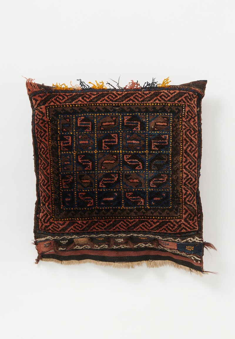 Antique Balouch Bagface Pillow in Brown & Red	