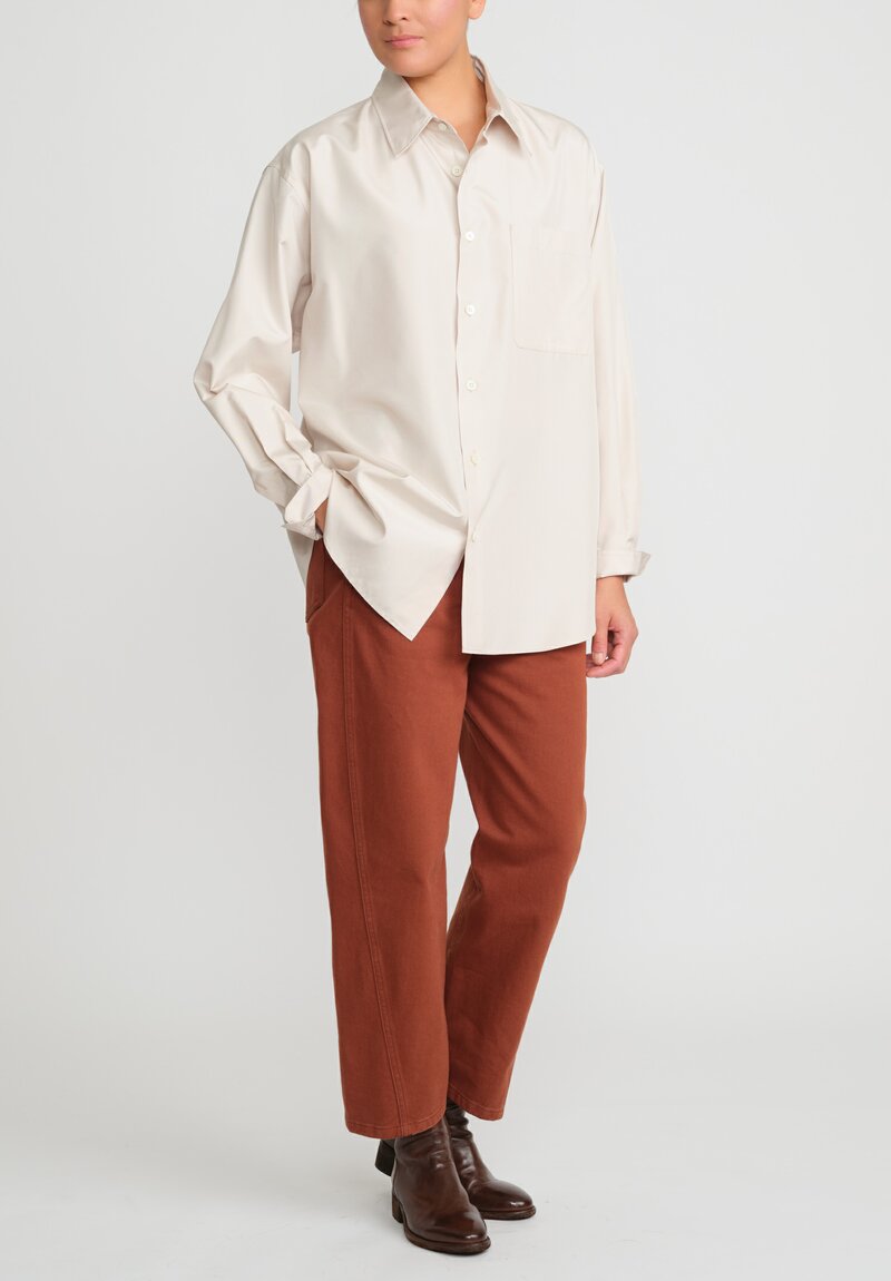 Lemaire Silk Relaxed Shirt in Dusty Rose Cream