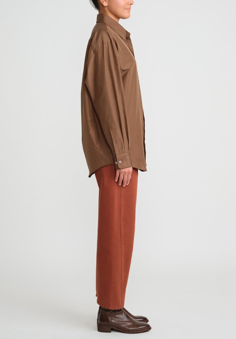 Lemaire Silk Relaxed Shirt in Tobacco Brown