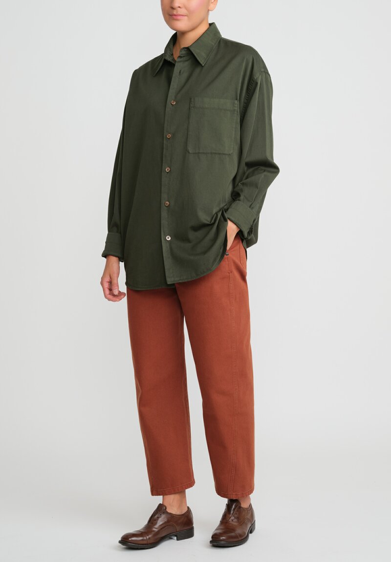 Lemaire Cotton Relaxed Shirt in Hunter Green