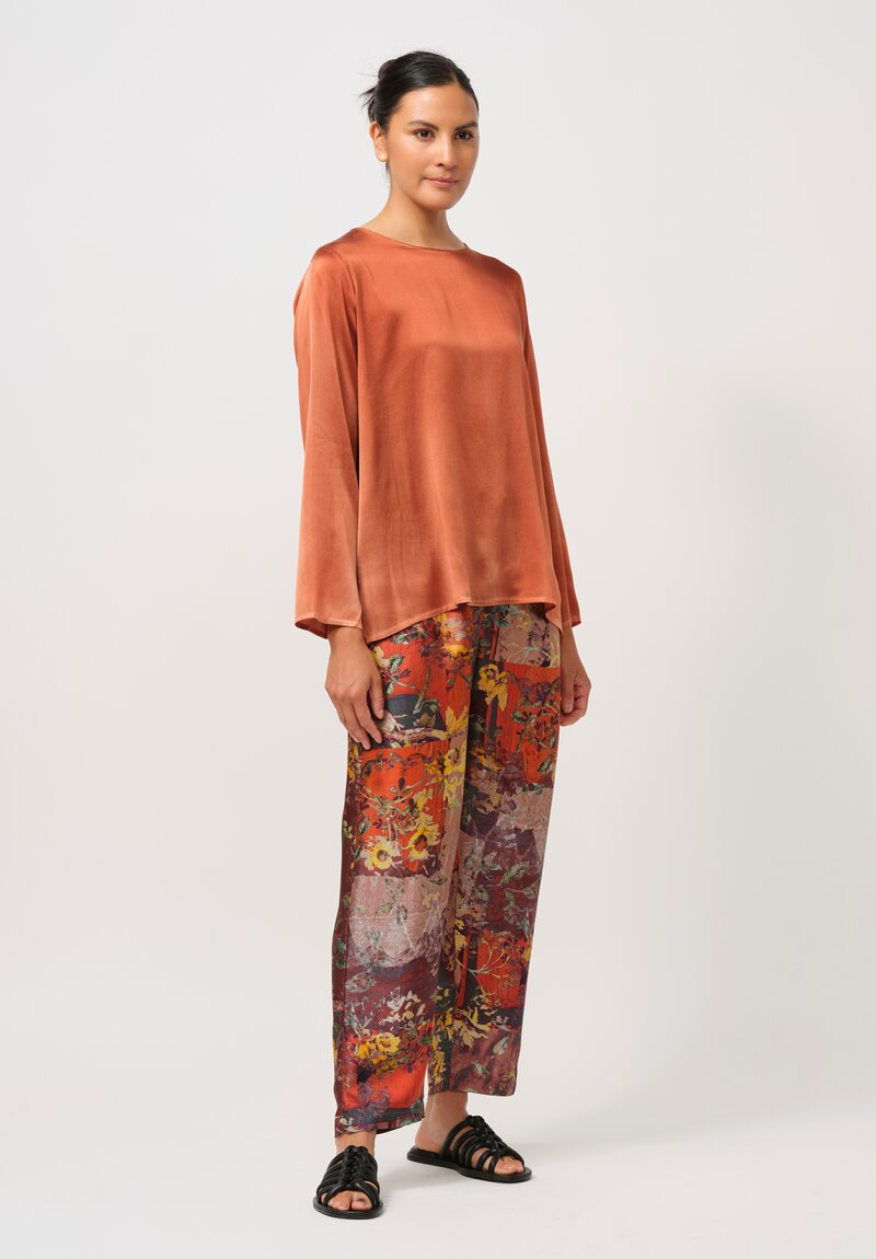 Bokja Silk Twill Petitcoat Print Toto Pants in Orange, Purple & Multi	