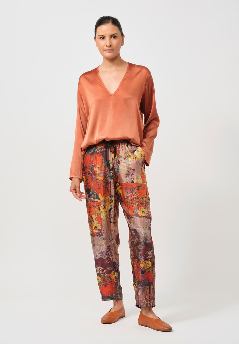 Bokja Silk Twill Petitcoat Print Toto Pants in Orange, Purple & Multi	