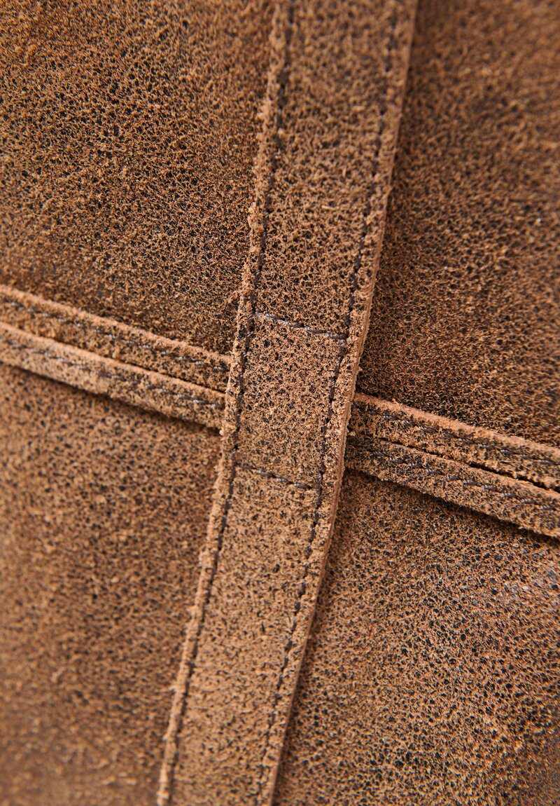 Corîu Laminato Leather Small Bucket Crossbody Bag in Raw Black & Brown	