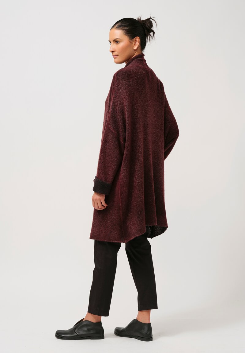 Avant Toi Hand-Painted Cashmere & Silk Garzato Cardigan in Nero Henne Red
