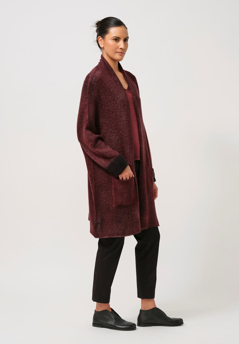 Avant Toi Hand-Painted Cashmere & Silk Garzato Cardigan in Nero Henne Red