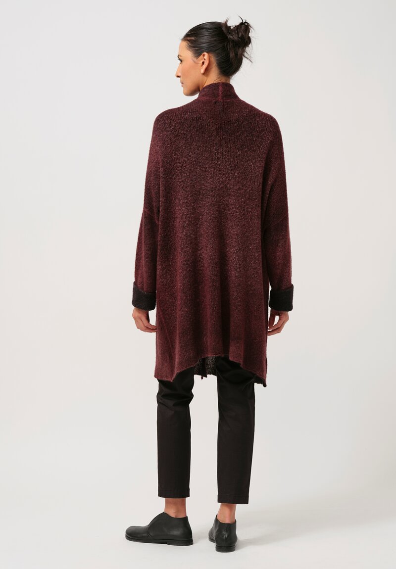 Avant Toi Hand-Painted Cashmere & Silk Garzato Cardigan in Nero Henne Red