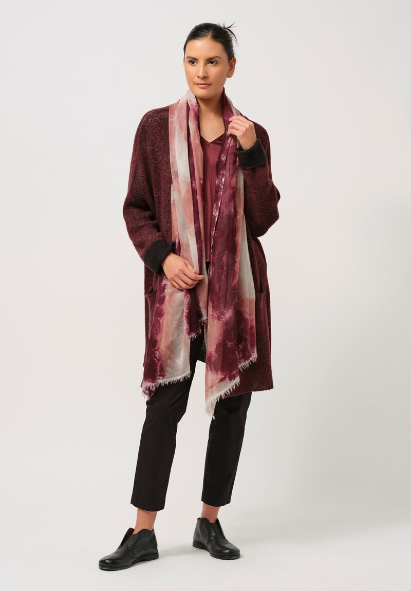 Avant Toi Hand-Painted Cashmere & Silk Garzato Cardigan in Nero Henne Red