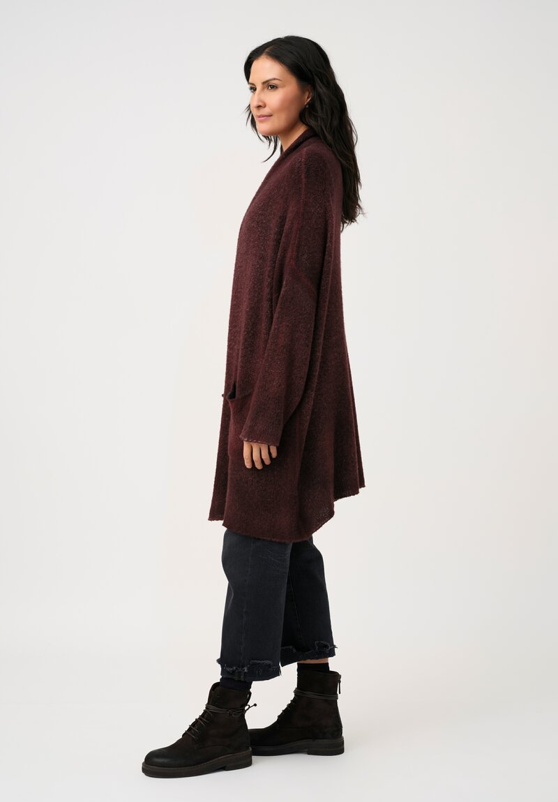 Avant Toi Hand-Painted Cashmere & Silk Garzato Cardigan in Nero & Henne Red