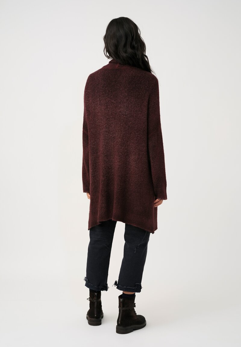 Avant Toi Hand-Painted Cashmere & Silk Garzato Cardigan in Nero & Henne Red