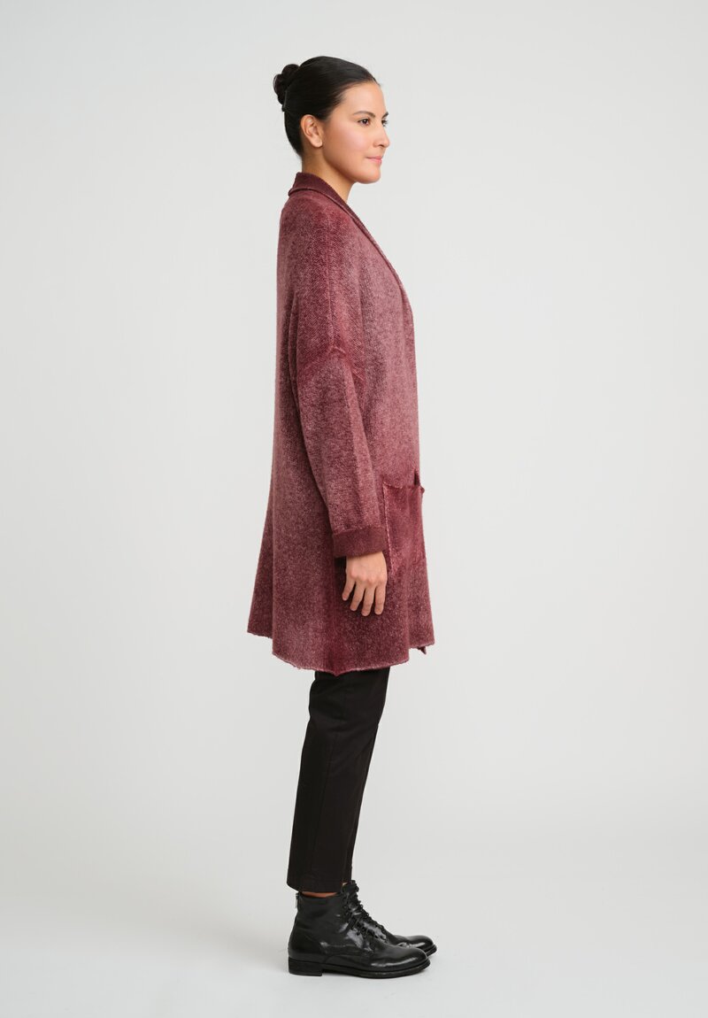 Avant Toi Hand-Painted Cashmere & Silk Garzato Cardigan in Henne Red	