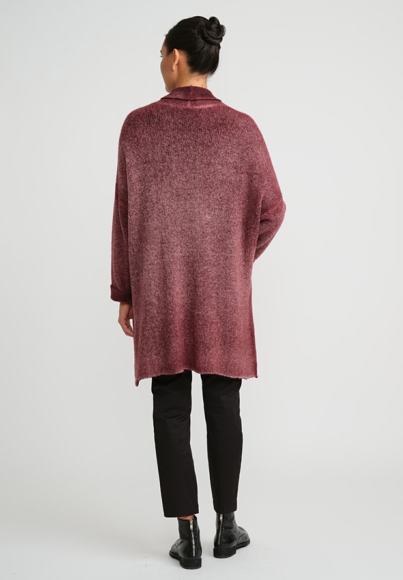 Avant Toi Hand-Painted Cashmere & Silk Garzato Cardigan in Henne Red	