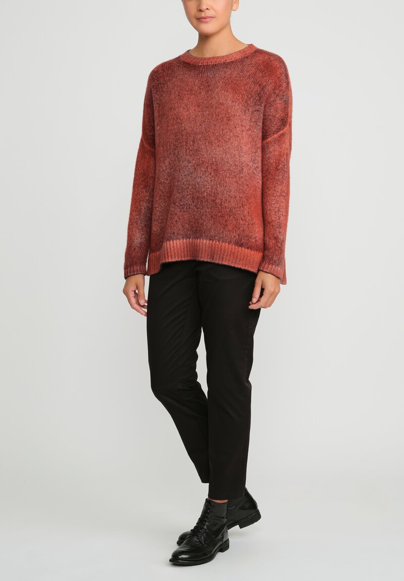Avant Toi Hand-Painted Cashmere & Silk Oversized Sweater in Nero Mandarancio Orange