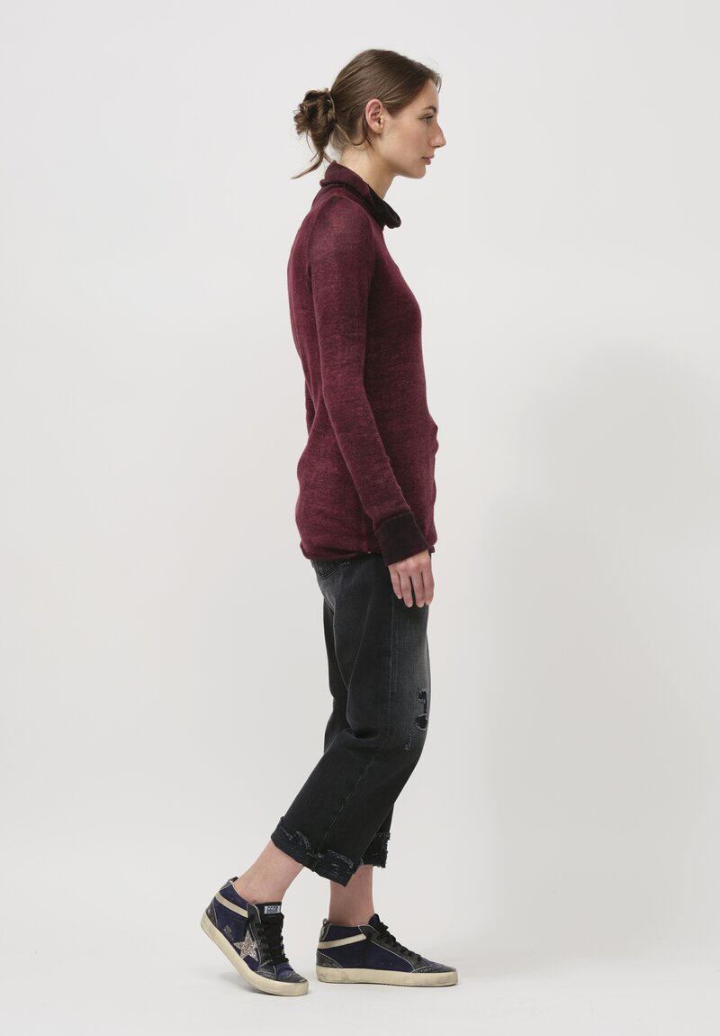 Avant Toi Cashmere Garza Turtleneck Sweater in Nero Wine Red	