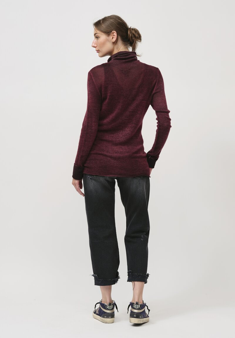 Avant Toi Cashmere Garza Turtleneck Sweater in Nero Wine Red	