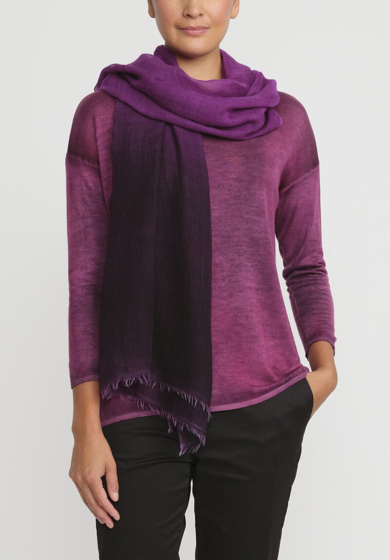 Avant Toi Cashmere Hand-Painted Sfumata Scarf in Nero Orchid Purple