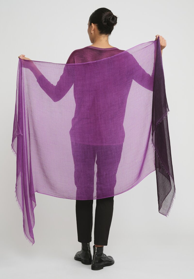 Avant Toi Cashmere Hand-Painted Sfumata Scarf in Nero Orchid Purple