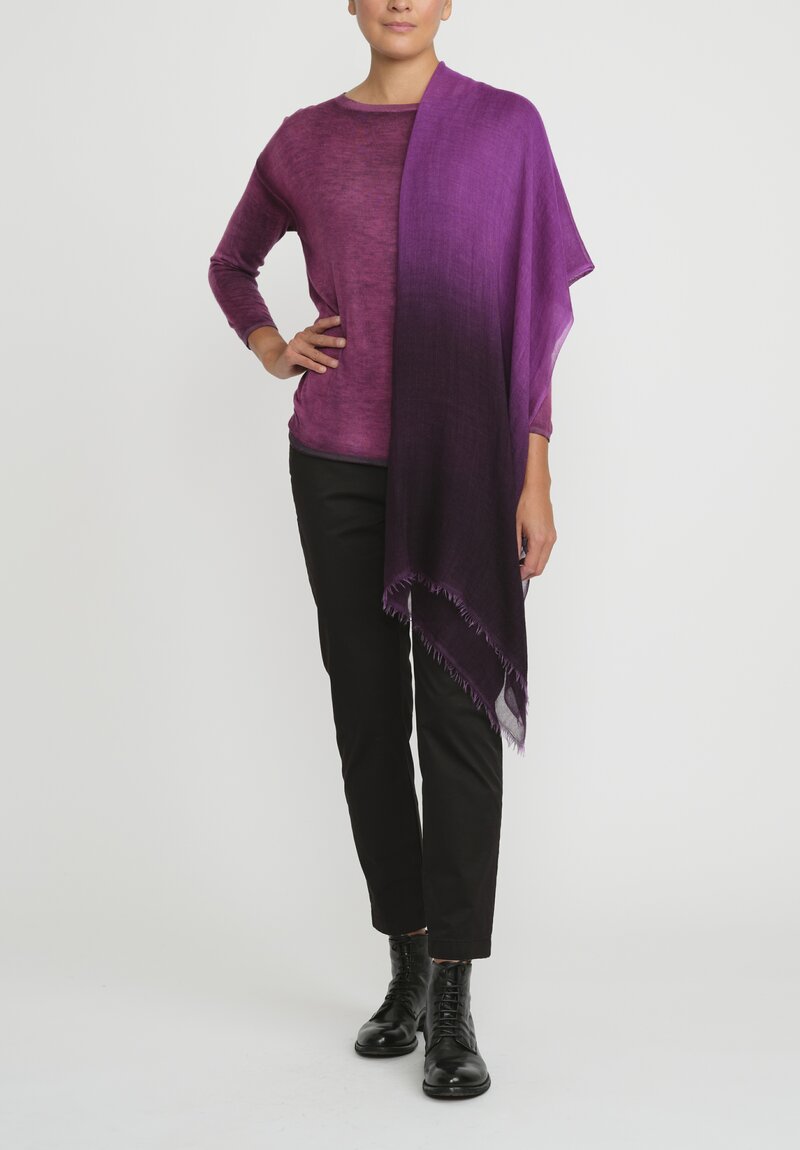 Avant Toi Cashmere Hand-Painted Sfumata Scarf in Nero Orchid Purple