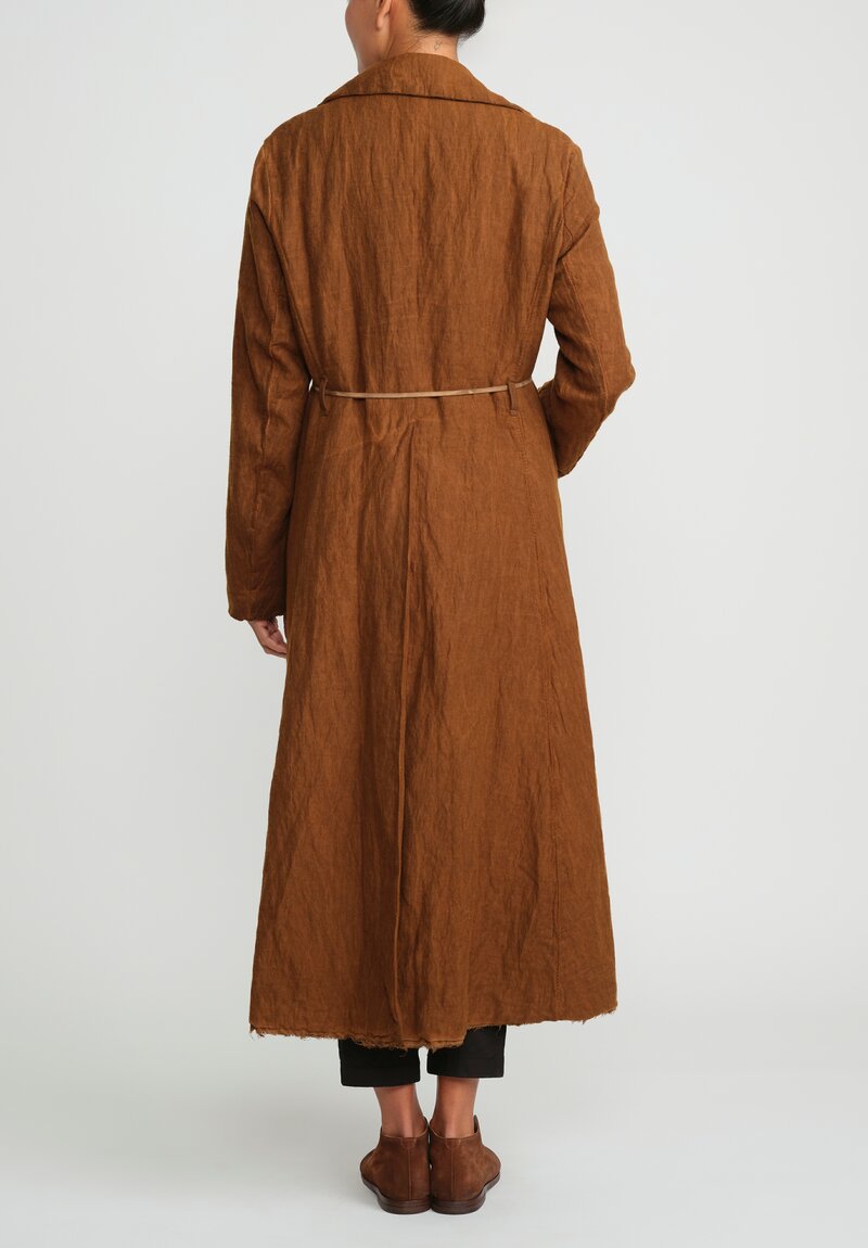 Masnada Cotton & Wool Double-Breasted Coat in Land Brown	