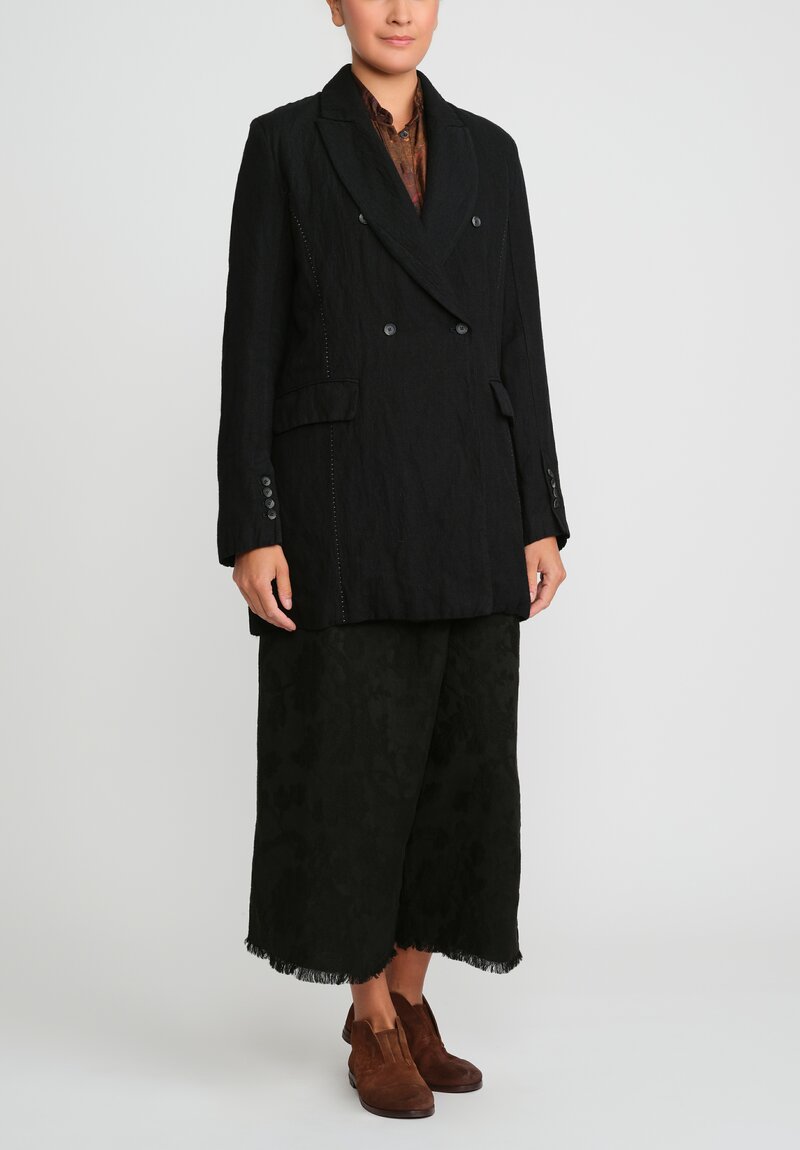 Masnada Cotton & Wool Double-Breasted Jacket in Black	
