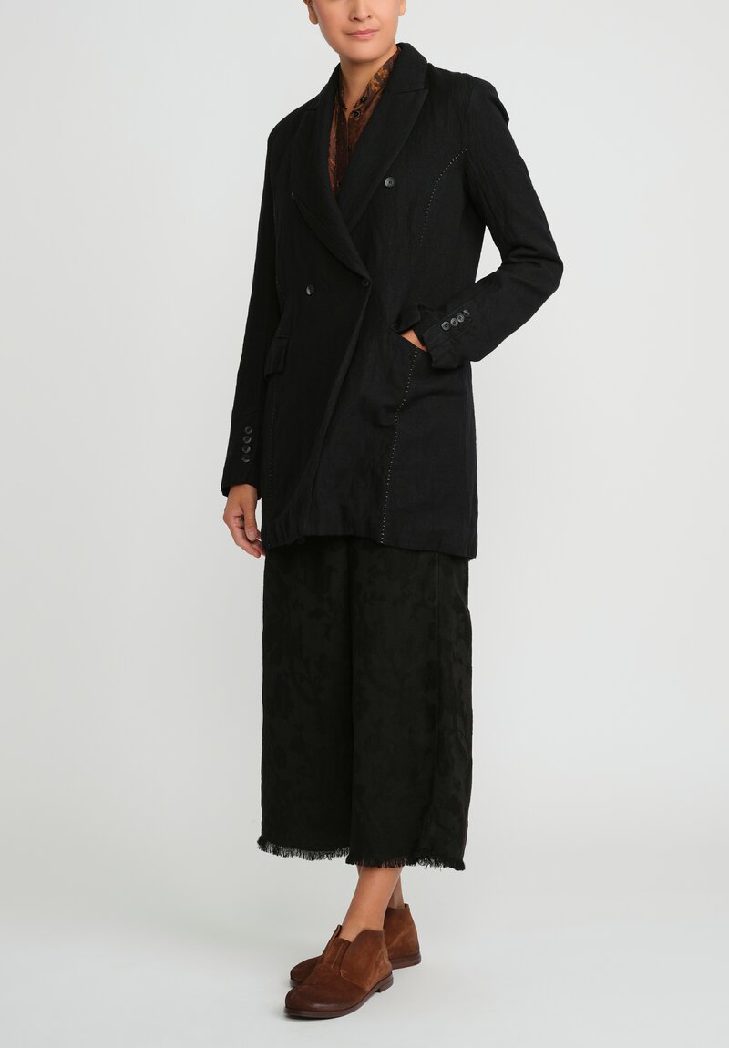 Masnada Cotton & Wool Double-Breasted Jacket in Black	