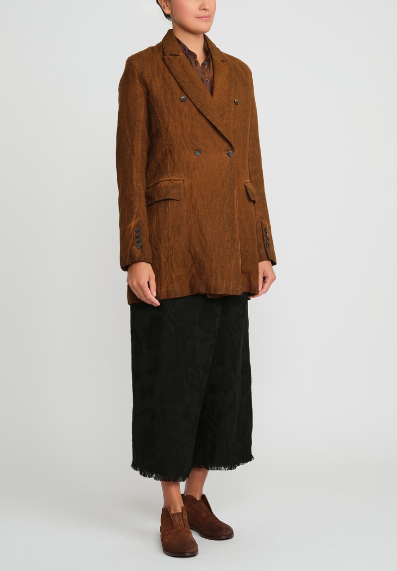 Masnada Cotton & Wool Double-Breasted Jacket in Land Brown	