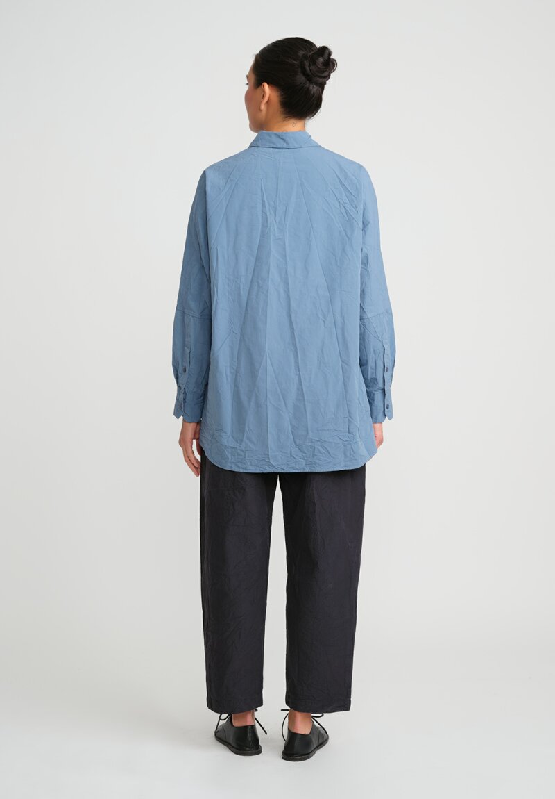 Casey Casey Paper Cotton Long Sleeve Waga Shirt in Storm Blue