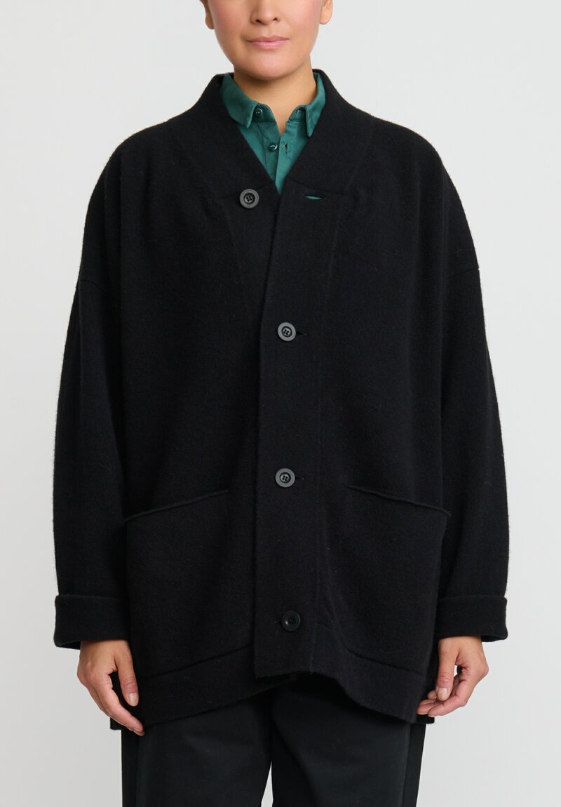 Toogood Wool Librarian Cardigan in Flint Black | Santa Fe