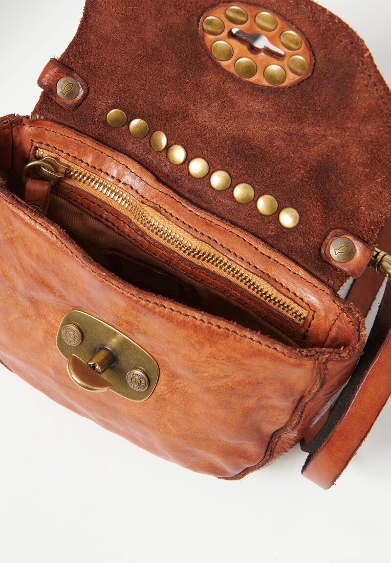 Campomaggi Studded Tracollina Crossbody Bag in Cognac Brown