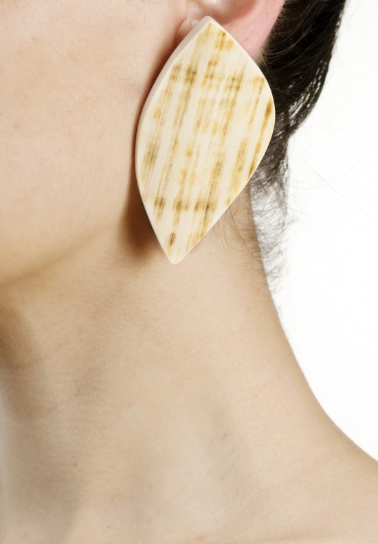 Monies Gold Unique Mammoth Bone Clip-On Earrings