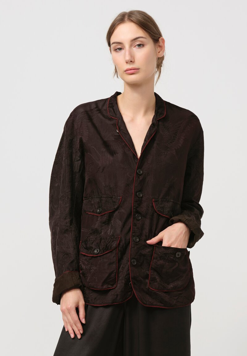 Christian Peau Vintage Silk Jacquard 4 Pocket Jacket in Magreb Brown	