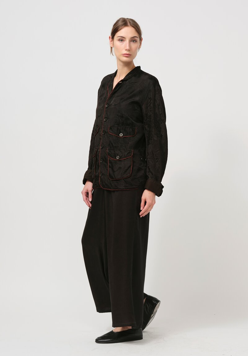 Christian Peau Vintage Silk Jacquard 4 Pocket Jacket in Black	