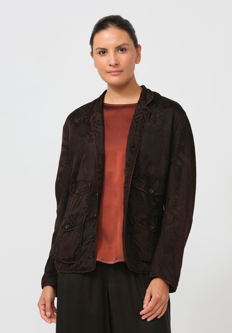 Christian Peau Vintage Silk Jacquard 4 Pocket Jacket in Black	