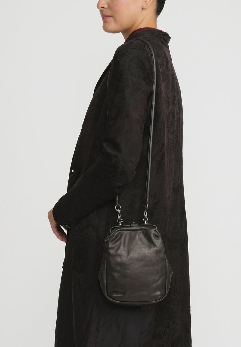 Christian Peau Leather S Frame 2-Way Bag in Black | Santa Fe Dry 